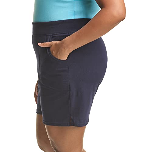 Hanes Women's Just My Size Cotton Jersey Shorts, Plus Size Pull-on Gym Shorts, 7 inches Inseam
