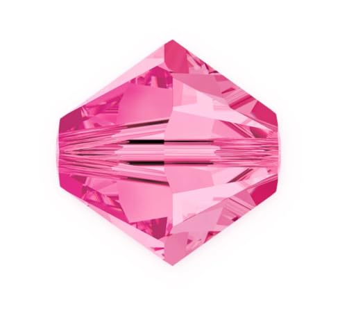 100pcs Authentic Preciosa 4mm (0.16 inch) Small Faceted Bicone Crystal Loose Beads Pink Rose Compatible with Swarovski 5301/5328 for DIY Jewelry Making Pre-B437