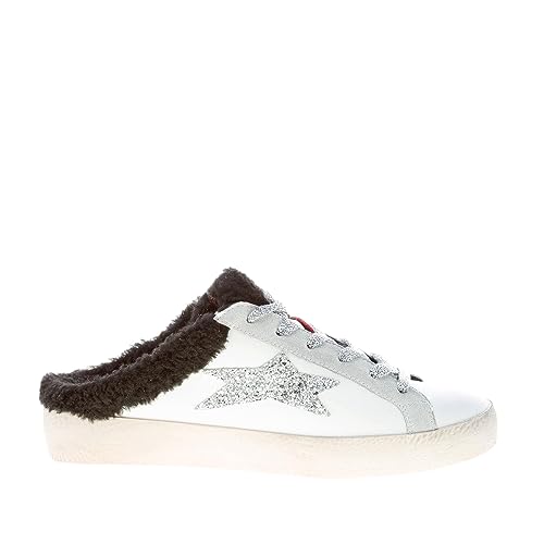 Ishikawa Donna Sneaker Sabot 2150 in Pelle Bianco e Glitter