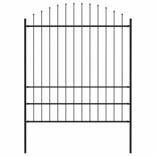 Image of vidaXL Garden Fence Woerden with Spear Top Steel 170x200 cm Black