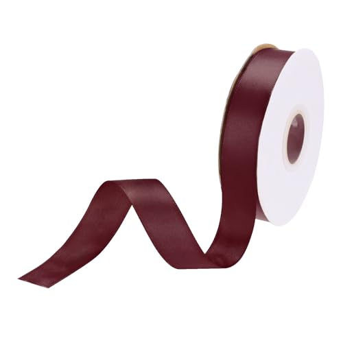 DMiotech 3/4 inch 25 Yards Satin Ribbon Thin Double Face Fabric Dark Red
