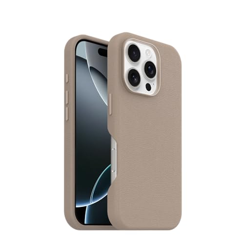Image of OtterBox iPhone 16 Pro Symmetry Series Cactus Leather for MagSafe - Grey Comfort - Ultra-Thin, Sleek iPhone Case, Premium iPhone Case, MagSafe Compatible