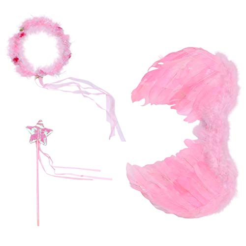 KESYOO 3 Pcs Halloween Traje Do Anjo Cosplay Asas de Anjo Estrela Fada Varinha Anjo Halo Headband Fe