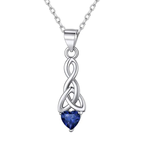 ChicSilver Silver Necklaces for Women September Sapphire Jewellery Sterling Silver Celtic Knot Birthstone Necklace for Ladies