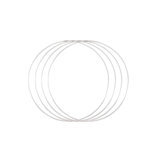 Vaessen Creative Aro de Metal Círculo Ø 25 cm x 3 mm-Anillo Metalico Plateado para Atrapasueños, Manualidades y Macramé-4 Unidades, Plata, 25 x 25 x 0,03 cm