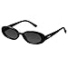 mosanana Retro Oval Sunglasses for Women 90s Small Trendy Fashion Vintage Narrow Tiny Cute Skinny Sun Glasses for Small Face Black MS52360