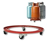 Amig - Soporte para Bombonas de Butano - Carro de Transporte con 4 Ruedas Giratorias - Diámetro Ø31cm - Carga Máxima 30kg - Soporte para Bidones y Macetas - Color Naranja - Acero Aleado