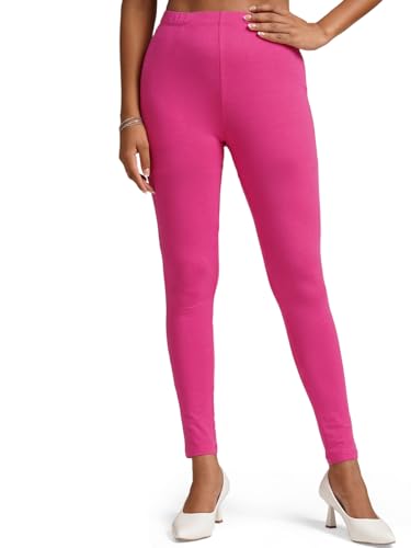 Image of ONE SKY Women Full Length Leggings | Cotton Modal Spandex Blend | High Waist Stretchable & Bio-Washed Fabric | Colour-Lock Technology | Comfortable Leggings for Women