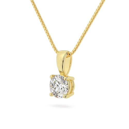 14K Solid White or Yellow Gold Lab Grown Moissanite Diamond Solitaire Pendant | Round, Emerald, Cushion Shape | Pendant Only | Made in USA3