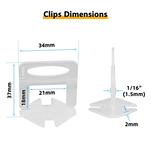 Tile Leveling System 400-Piece Tile Leveling Spacer Clips and 100-Piece Reusable Wedges Tile Leveler Tool Set for Ceramic Tile and Stone Installation (1/16 Inch)