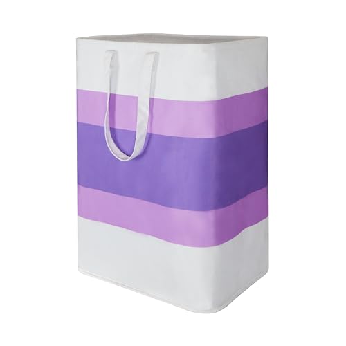 Stylish Freestanding Laundry Hamper with Waterproof Liner,72L Foldable Laundry Basket with Portable Handles Space-saving Storage Basket for Bedroom,Bathroom,Laundry Room,Easy Carry to Travel (Purple)