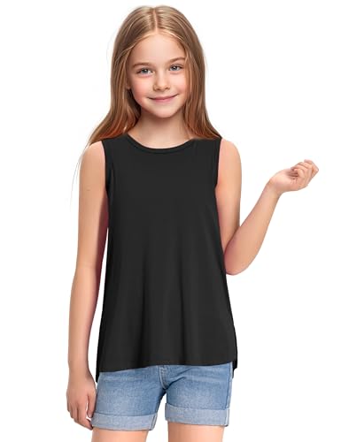 Image of KEREDA Girls Tank Tops Flowy Loose Fit Sleeveless Shirts Summer Tunic Tops