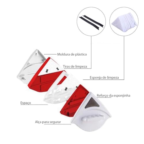 Limpa Vidro Magnetico Limpador Vidros Aquario Janela Espelho Vidraça Porcelana Ima Dois Lados Dupla