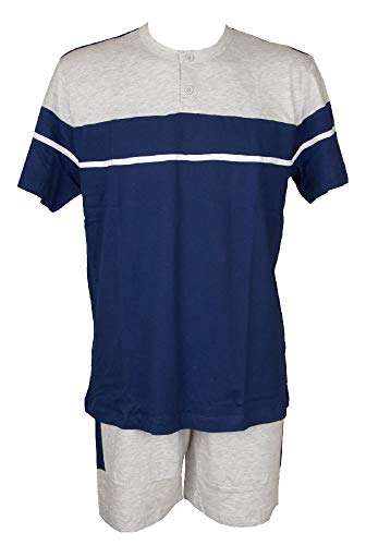 Pyjama homme coton à manches courtes premium avec col boutonné chic U088ND