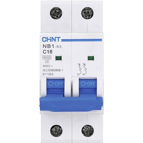 Chint NB1-63B2P10 Miniature Circuit Breaker, 10 A, 2 Pole, B Curve, 6 kA