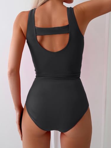 Eomenie Two Piece Tankini Swimsuits for Women Tummy Control Bathing Suits Cutout Back Swim Tank Top with High Waisted Bottom2