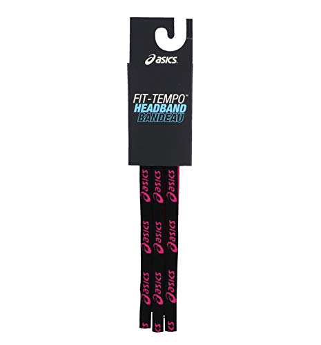 ASICS Women's Fit-Tempo Headband, One Size, Performance Black/Ultra Pink