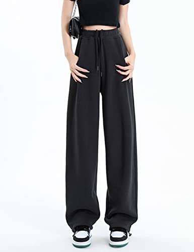Cozypoin Womens Causal Wide Leg Sweatpants Baggy Yoga Pants High Waist Lounge Joggers Sweatpants Pockets(Black-S) #TOP1