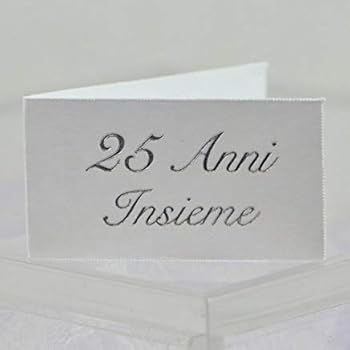 Mentor Interactive Bigliettini Bomboniera 25 Anni Insieme Con Scritta Argento Amazon It Casa E Cucina