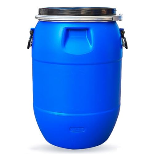 Water Storage Barrel Plastic Storage Drums with Lid Rain Barrel Alternative Blue Open Top Barrel Drum Keg Latch Ring Shipping Barrels Air Tight for Water Storage Overseas(30L)