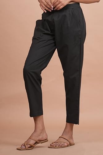 Image of Women's Cotton Ankle Fit Trouser Pants for Women & Girls | Women Regular Fit with Two Pocket Trouser for Office School Formal Casual Daily Use