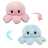 🐙【Doppelseitige Puppe】Höhe: 10 cm. Breite: 19-20 cm. Mood octopus kuscheltier Das einzigartige Umkehr-Design bietet Ihnen verschiedene visuelle und sensorische Erfahrungen. Niedliches und weiches octopus plüschtier mit realistischem Ausdruck, klare Kontur, lebensecht.