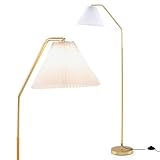 GiantexUK 168cm Floor Lamp, Elegant Arc Standing Lamp with Adjustable Head, E27 Socket & Foot Switch, Pleated Lampshade Corner Tall Light for Living Room Bedroom Lounge Office