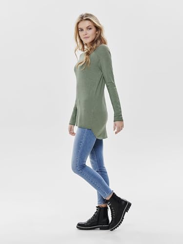 ONLY Damen Langer Feinstrick Pullover | Langarm Rundhals Knit Sweater | Stretch Jumper Locker ONLMILA, Farben:Grün, Größe:XS – Ansicht 6