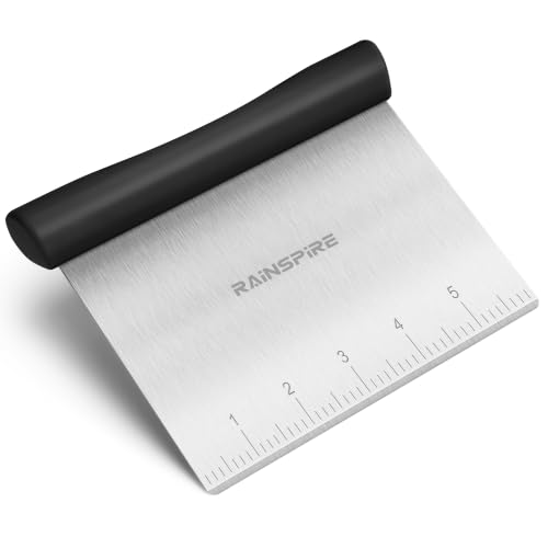 Rainspire Bench Scraper, Stainless Steel Dough Scraper, Pastry Scraper, Pizza and Dough Cutter...
