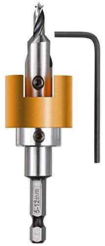 kwb Hartholzbohrer Ø 5 mm aus HSS-M2 mit Senker, verstellbarem Tiefenstopp und 1/4 Sechskantschaft