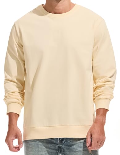 Image of RONOMO men's sweater 100% cotton round neck sweater men's hat long sleeved casual sweater(CLW Apriksfarbe XL)