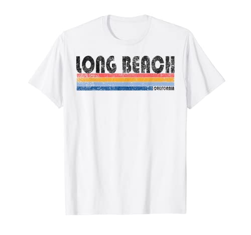 Vintage 1980s Style Long Beach California Camiseta Camiseta