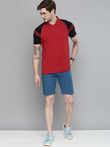 Image of The Indian Garage Co Men Slim Fit Solid Mid-Rise Chino Shorts