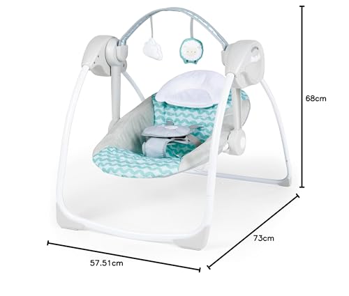 Ingenuity, Ity Ingenuity, Swingity Swing, Goij, zusammenklappbare und tragbare Babyschaukel mit 6 Schaukelgeschwingkeiten, 2 Spielzeugen, 5-Punkt-Gurt und Tragegriff