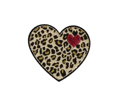 Patch Ecusson Thermocollant Coeur Léopard 4,50 x 5 cm