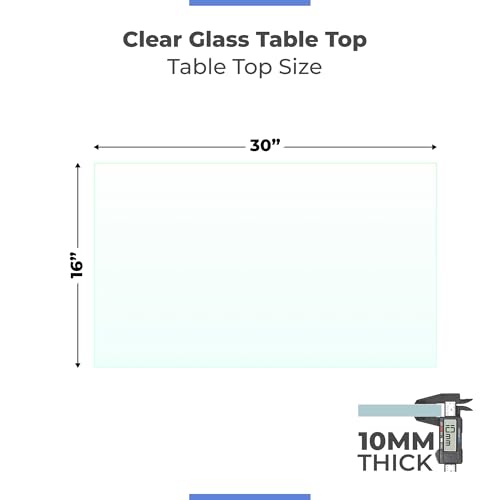 Clear Rectangle Tempered Glass Table Top 16" x 30", 3/8" Thick Pencil Polished Edge – Scratch Resistant, Easy Clean Replacement for Dining, Coffee, or Office Tables – Fab Glass and Mirror