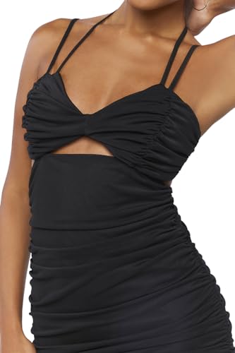 Robe midi en maille transparente froncée avec doublure opaque - 5