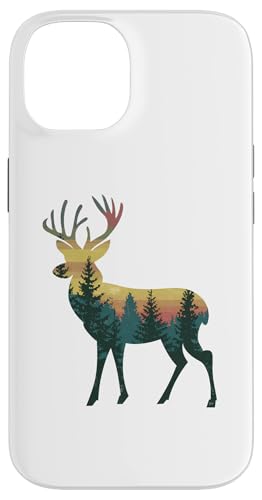 Carcasa para iPhone 14 Vintage Outdoor Camping Forest Wildlife Deer Hombres Mujeres Niños