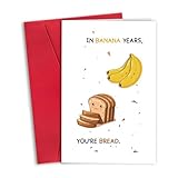 RollupJoy Cute Banana Bread Birthday Card, Funny Pun Birthday Gifts For Him Her, Naughty Bday Greeting Card for Friend Bestie, In Banana Years You’re Bread
