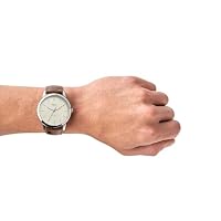 Fossil Men's Minimalist Quartz Stainless Steel and Brown Leather Three-Hand Watch for Men, Color: Silver, Brown — image 5