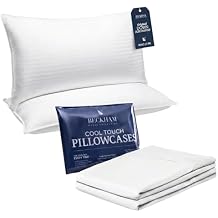 Beckham Hotel Collection Bed Pillows with Cooling Pillowcases for Hot Sleepers, King Size Sets of 2, Soft Down Alternative Pillow for Sleeping, Envelope Cases, White