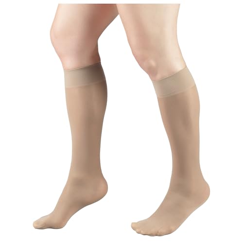 Image of Truform Sheer Compression Stockings, 8-15 mmHg, Women's Knee High Length, 20 Denier