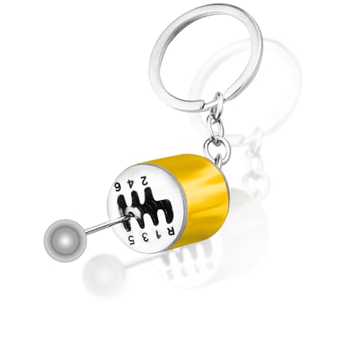Luminuti 1 Pcs 6 Speed Manual Car Shifter Keyring, Metal Key Chain Model, Auto Gear Shifter Model Keychain, Suitable For Both Men And Women. （Golden）
