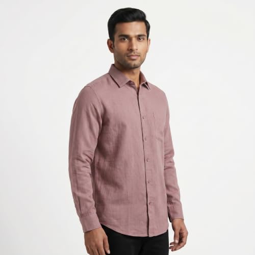 Image of Men's Regular Fit 100% Cotton Solid Casual Shirt
