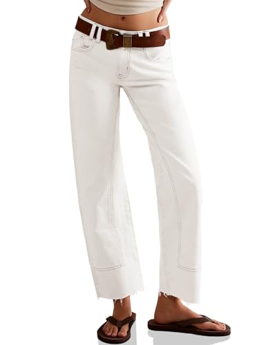Cicy Bell Womens Straight Leg Stretchy Jeans High Waisted Front Seam Cropped Ankle Denim Pants with Pockets