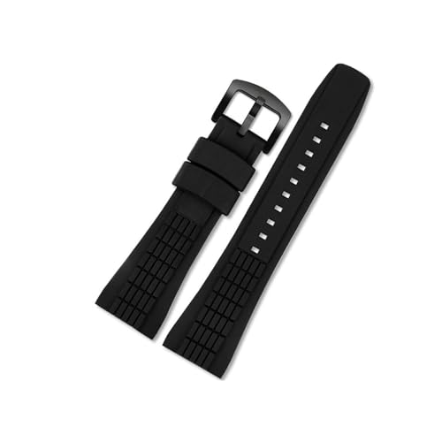Bracelet en silicone étanche noir 26mm pour montre de la série Seiko Velatra