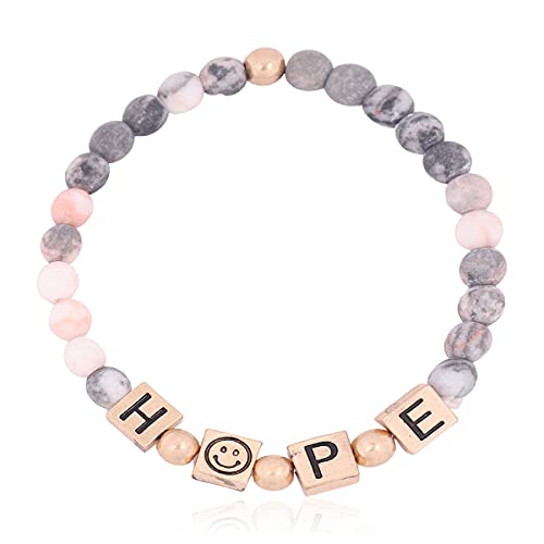 Image of RIAH FASHION Inspiration Engraved Bar Sparkly Crystal Bead Bracelet - Religious Christian Message Stretch Strand Cuff Bangle Lord, Amazing Grace, Philippians Bible