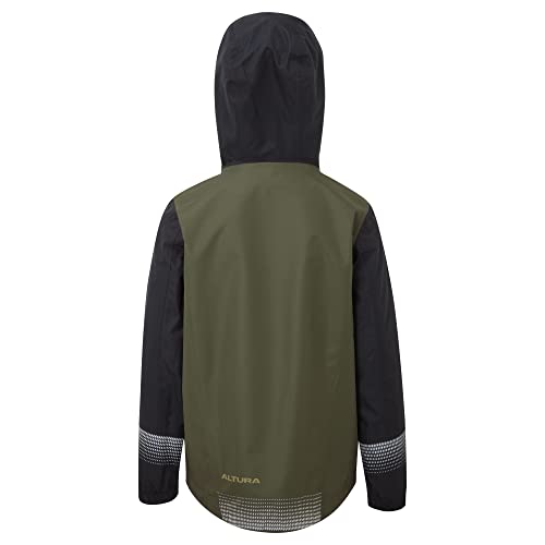 Altura Kinder-Fahrradjacke, wasserdicht, reflektierend, Schwarz/Olivgrün – Alter 9–10 Jahre