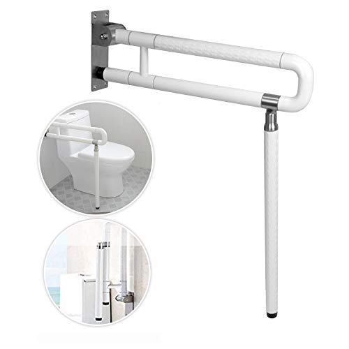 MYOYAY 24In Toilet Safety Rails Wall Mount Floor Support Foldable