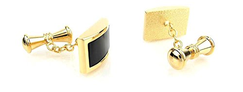 1 Par de Mancuernillas para Hombre con Piedra Negra miniatura 2